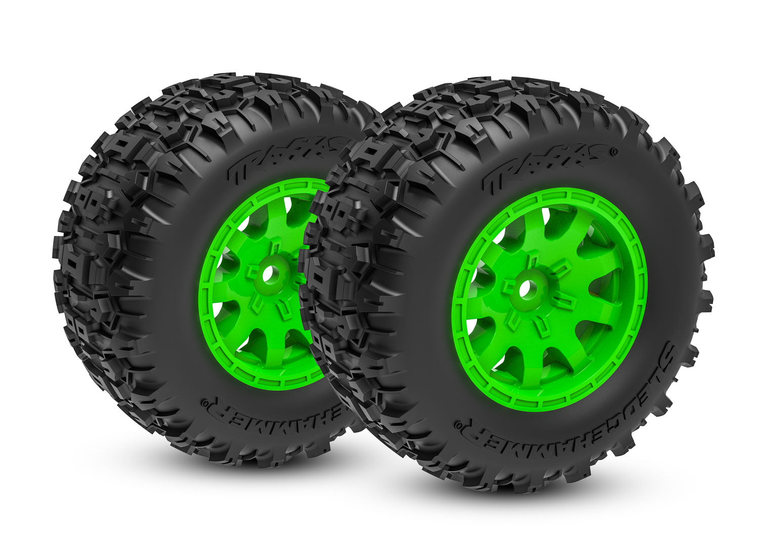 Green Front Wheels w/ Sledgehammer Tires (2)