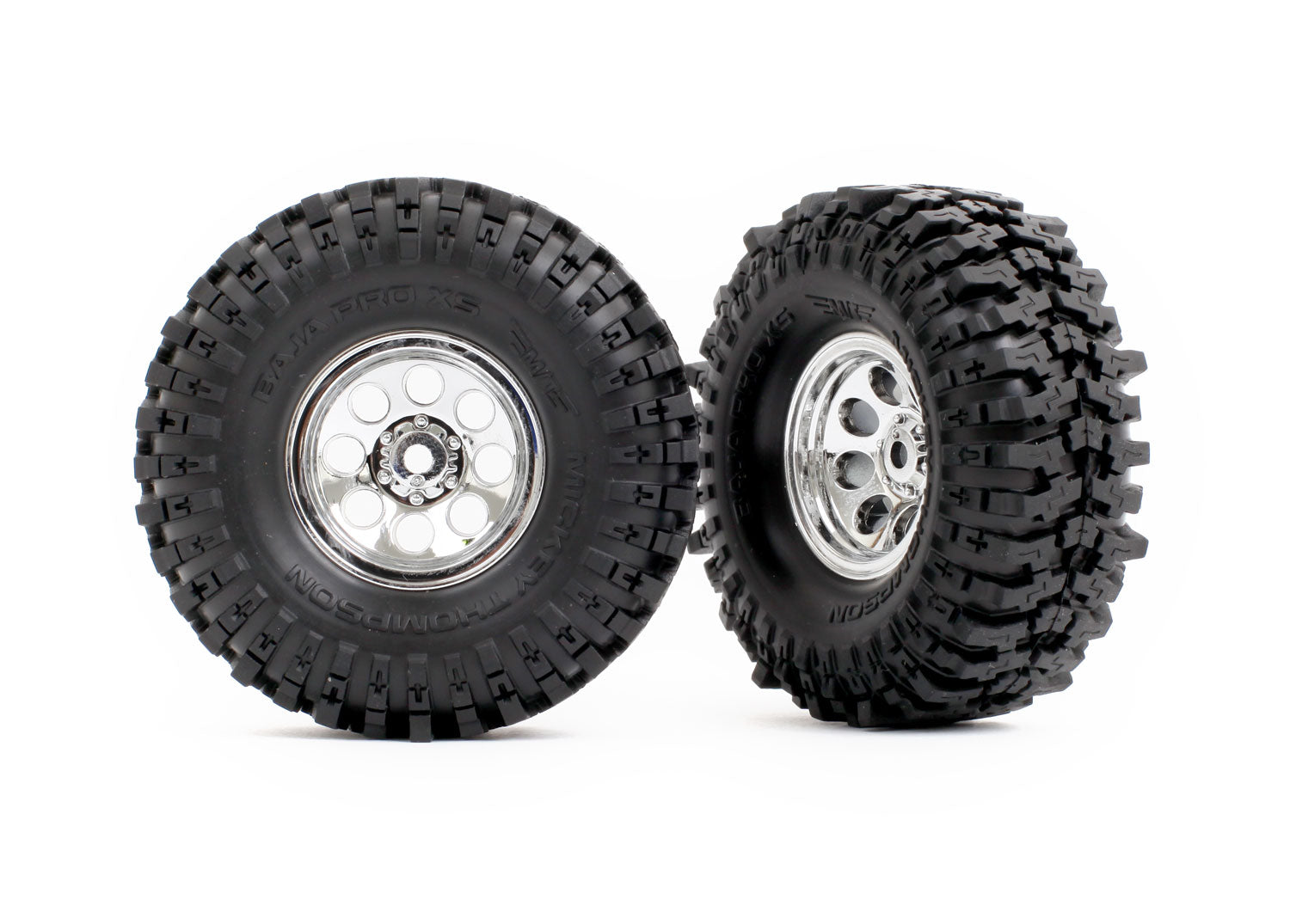 TRX-4M 1" Chrome Wheels w/ MT Baja Pro Tires (2)